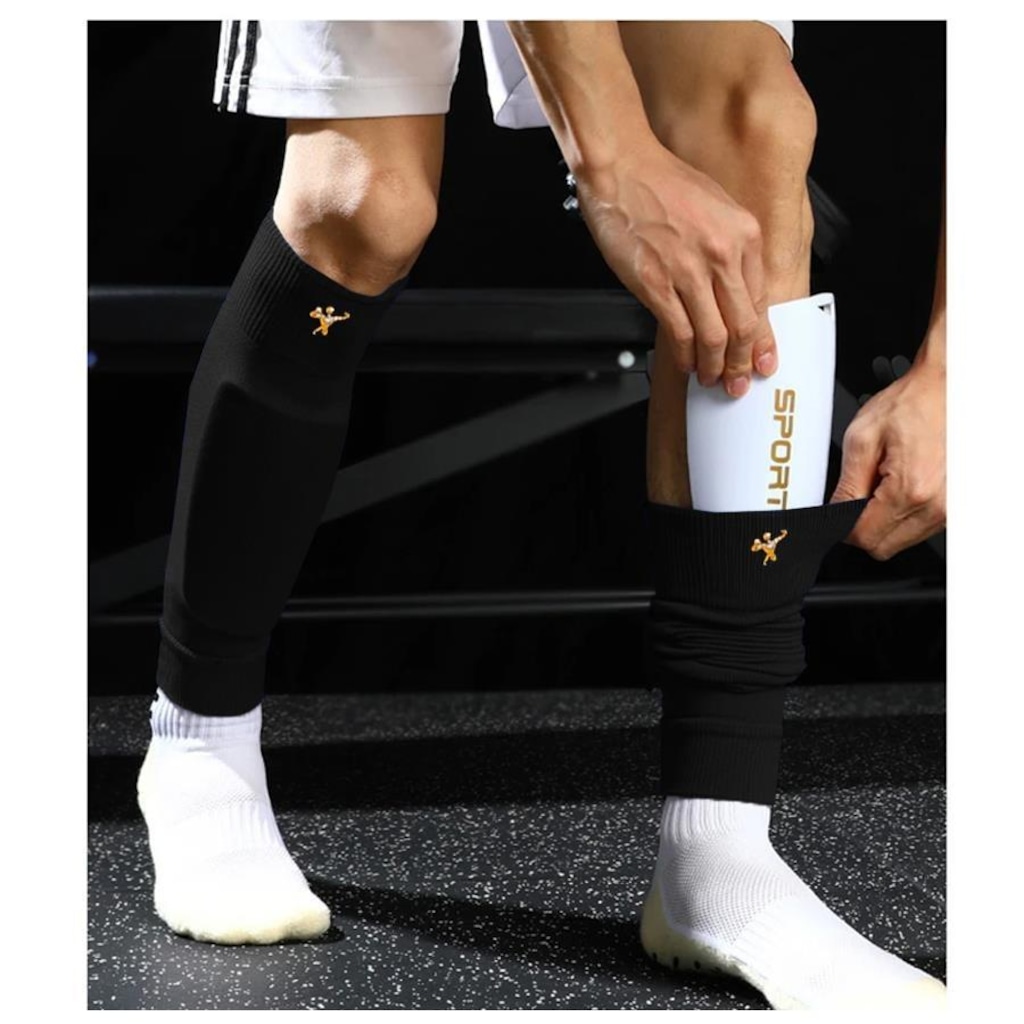 Imagem 5 do produto Kit Meias Esportivas Gold Sports para Futebol Titan II Anti - Derrapante + Manguito de Panturrilha - Adulto