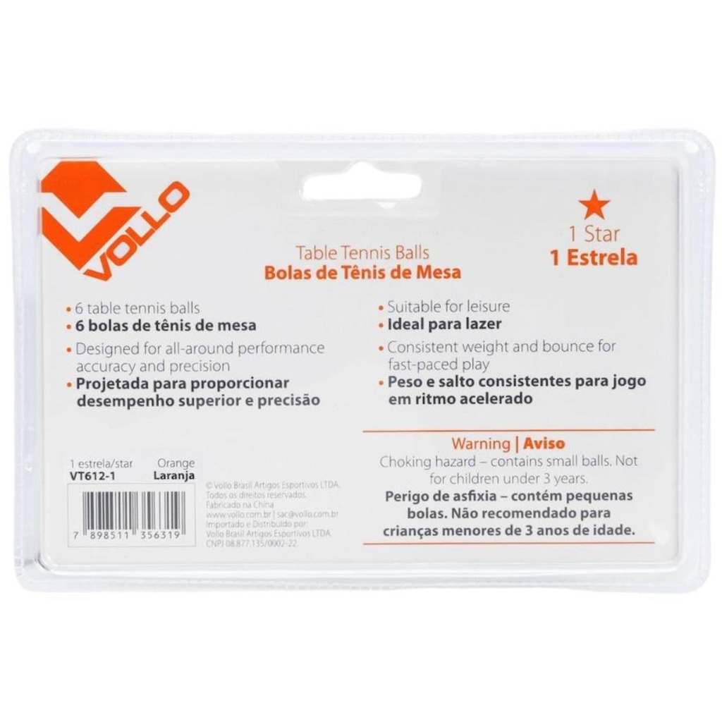 Imagem 3 do produto Bola de Tênis de Mesa Vollo 1 Estrelas com 06 Bolas