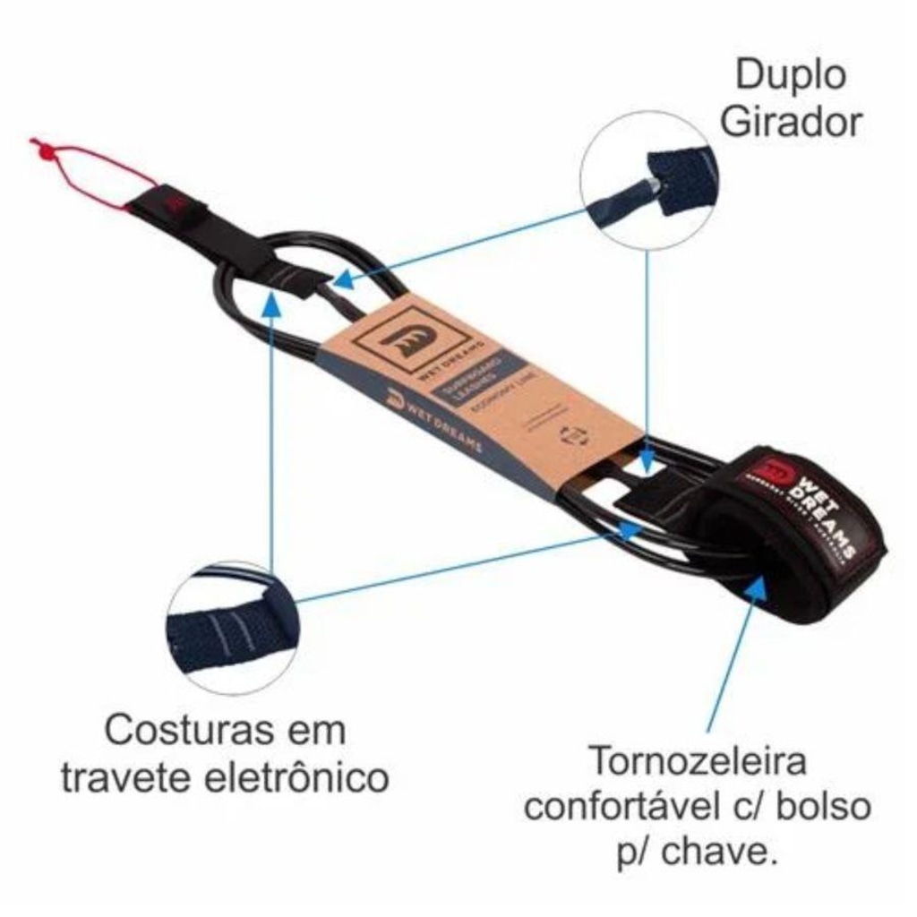 Imagem 4 do produto Leash Wet Deams Longboard 10''''0'''''''' X 6,5Mm Economy Line - Wet Dreams