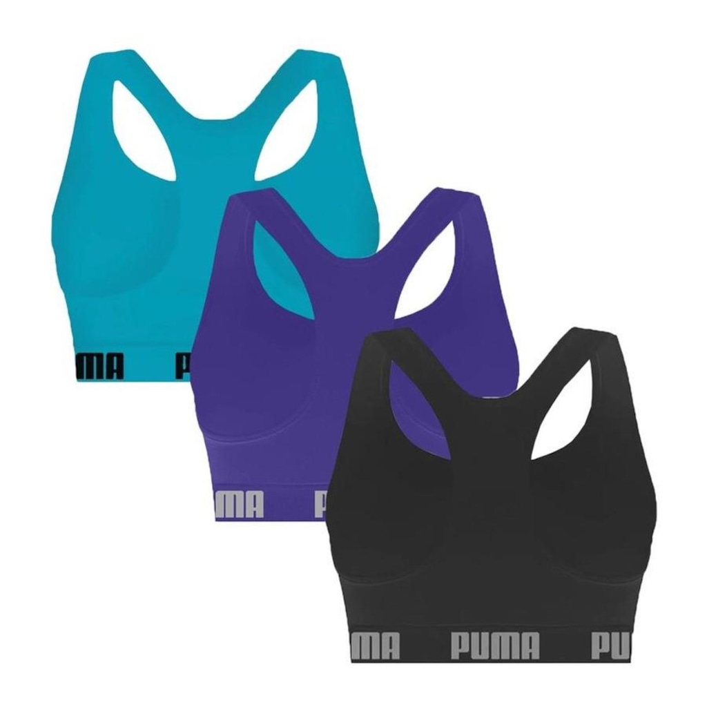 Imagem 2 do produto Kit Top Fitness Puma Nadador sem Costura - 3 Unidades - Feminino