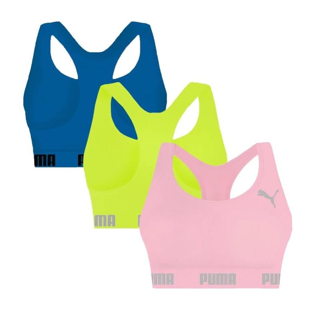 Imagem 2 do produto Kit Top Fitness Puma Nadador sem Costura - 3 Unidades - Feminino