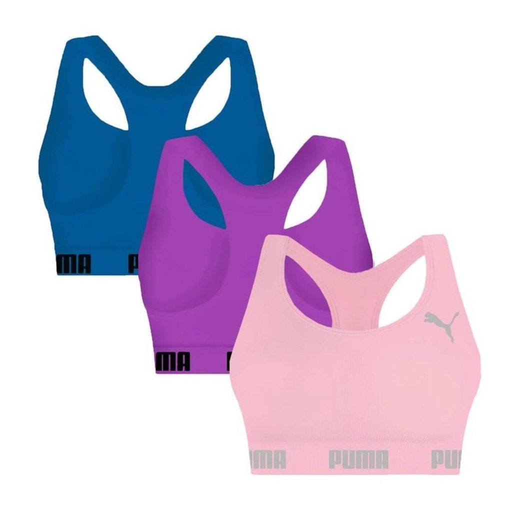 Imagem 2 do produto Kit Top Fitness Puma Nadador sem Costura - 3 Unidades - Feminino