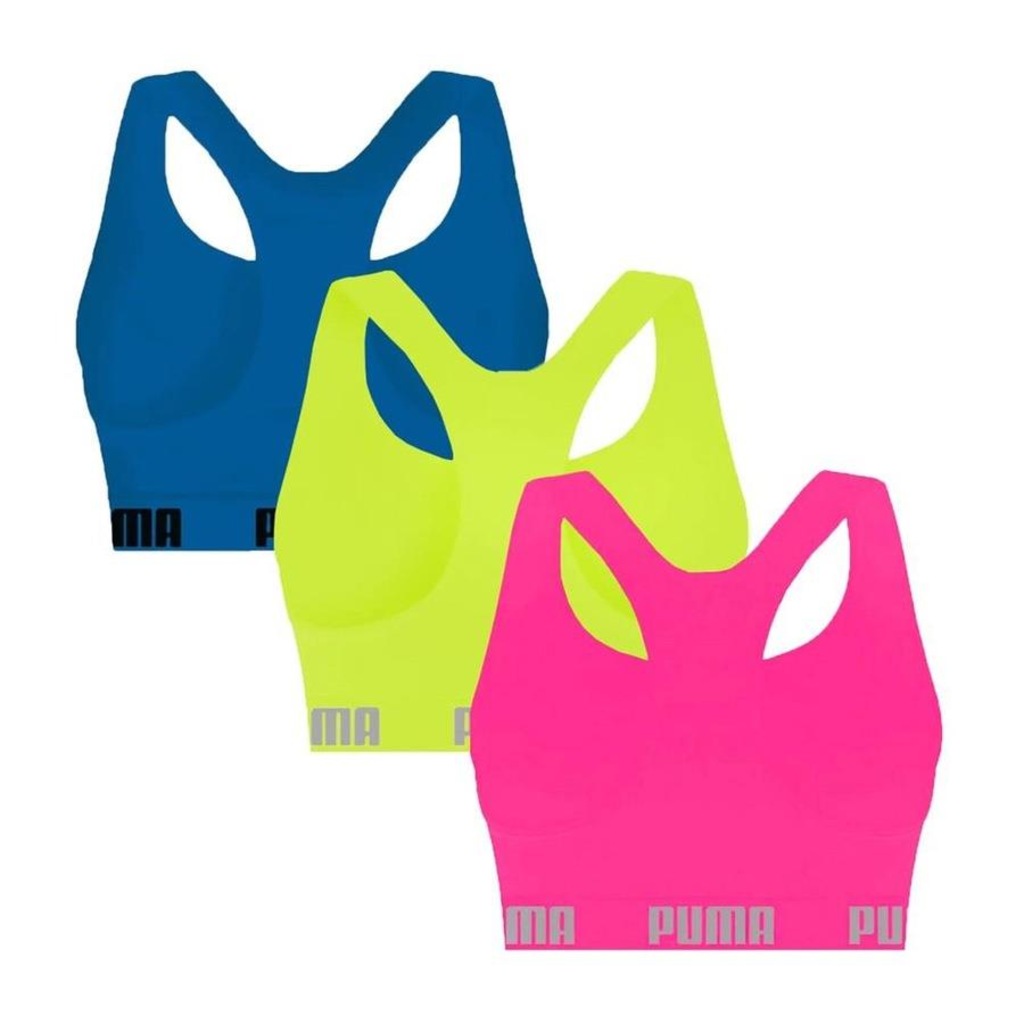Imagem 2 do produto Kit Top Fitness Puma Nadador sem Costura - 3 Unidades - Feminino