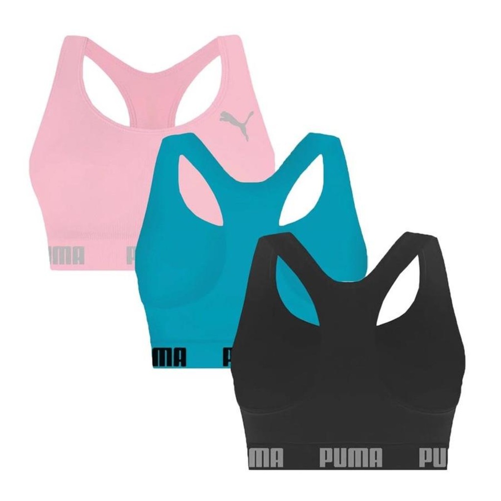 Imagem 2 do produto Kit Top Fitness Puma Nadador sem Costura - 3 Unidades - Feminino