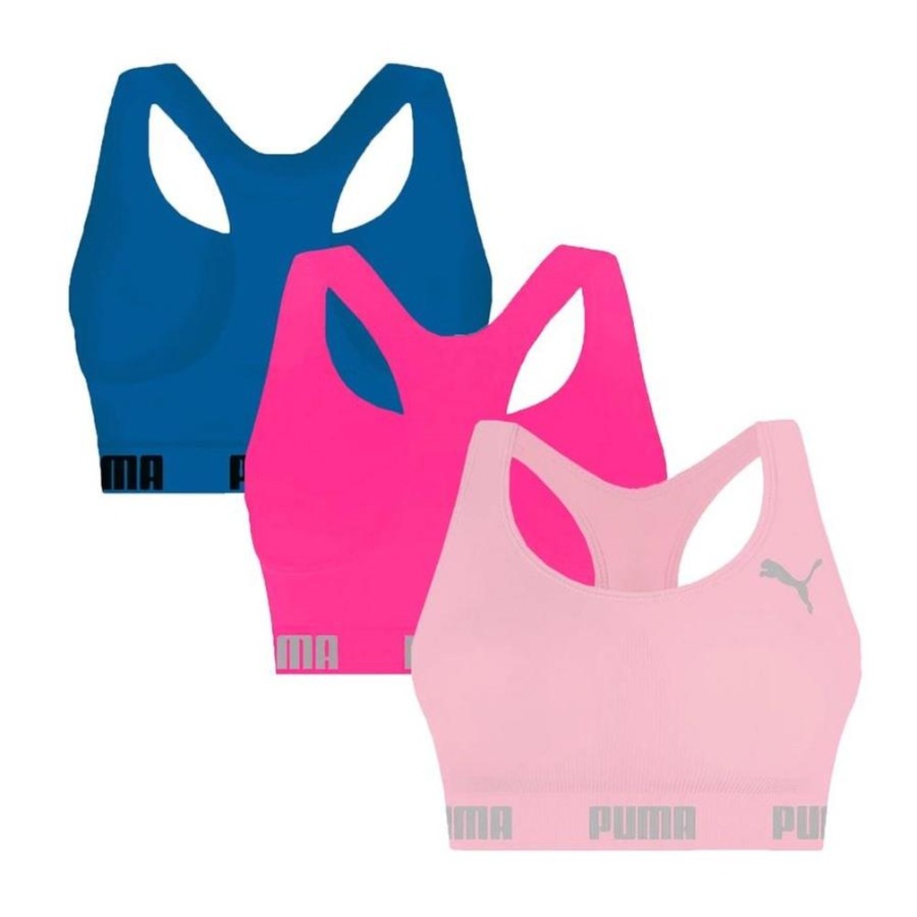 Imagem 2 do produto Kit Top Fitness Puma Nadador sem Costura - 3 Unidades - Feminino
