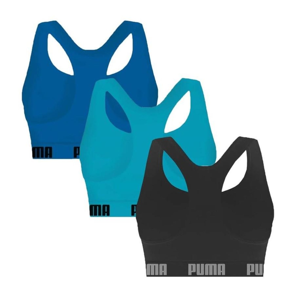 Imagem 2 do produto Kit Top Fitness Puma Nadador sem Costura - 3 Unidades - Feminino