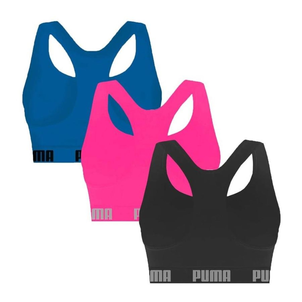 Imagem 2 do produto Kit Top Fitness Puma Nadador sem Costura - 3 Unidades - Feminino