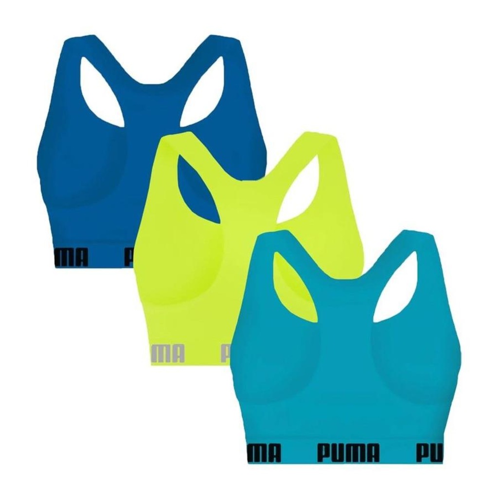 Imagem 2 do produto Kit Top Fitness Puma Nadador sem Costura - 3 Unidades - Feminino