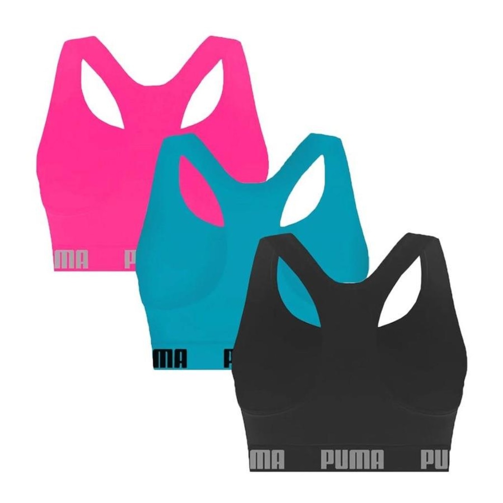 Imagem 2 do produto Kit Top Fitness Puma Nadador sem Costura - 3 Unidades - Feminino