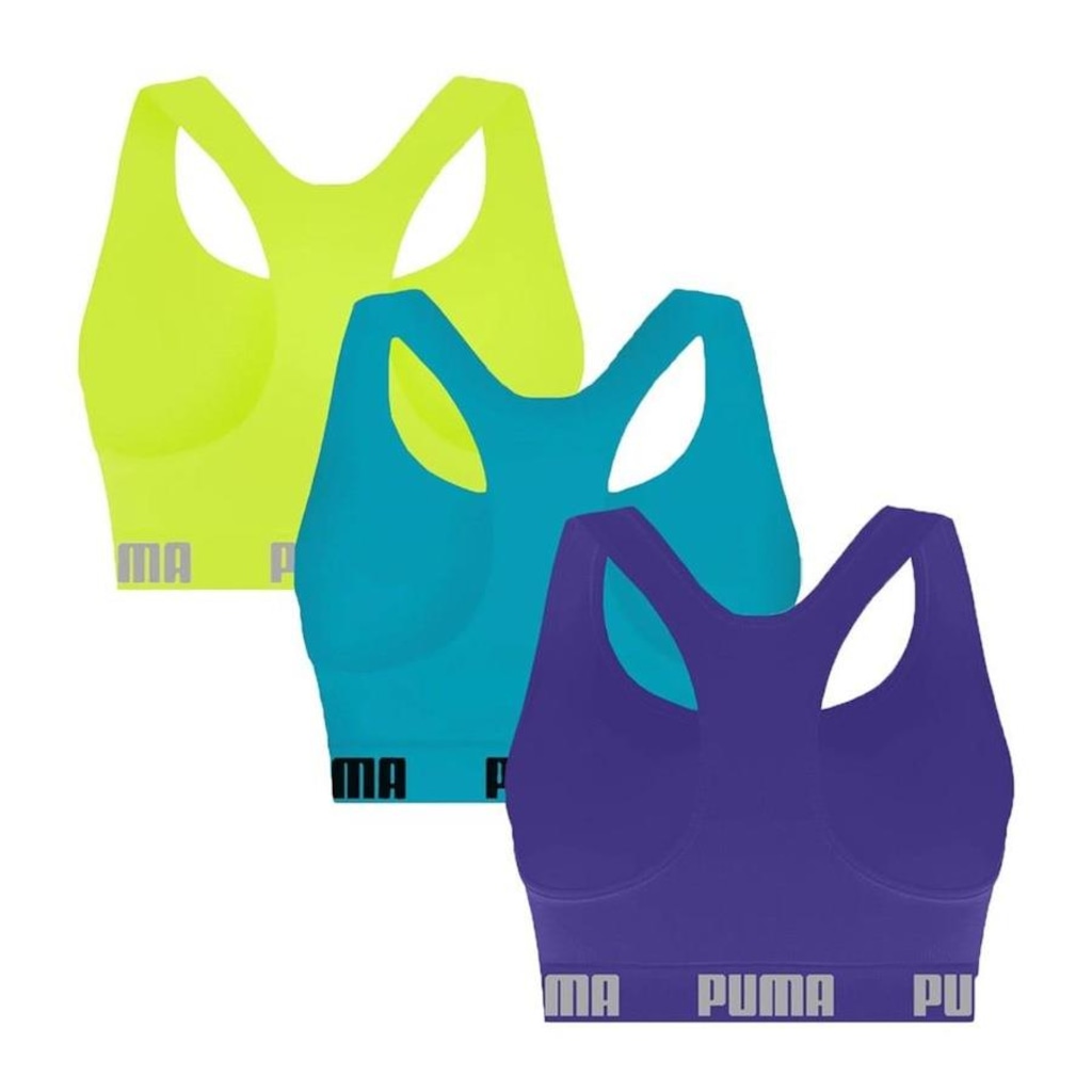 Imagem 2 do produto Kit Top Fitness Puma Nadador sem Costura - 3 Unidades - Feminino