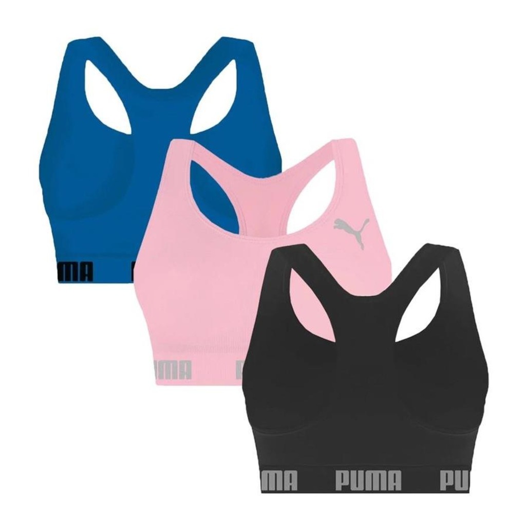 Imagem 2 do produto Kit Top Fitness Puma Nadador sem Costura - 3 Unidades - Feminino