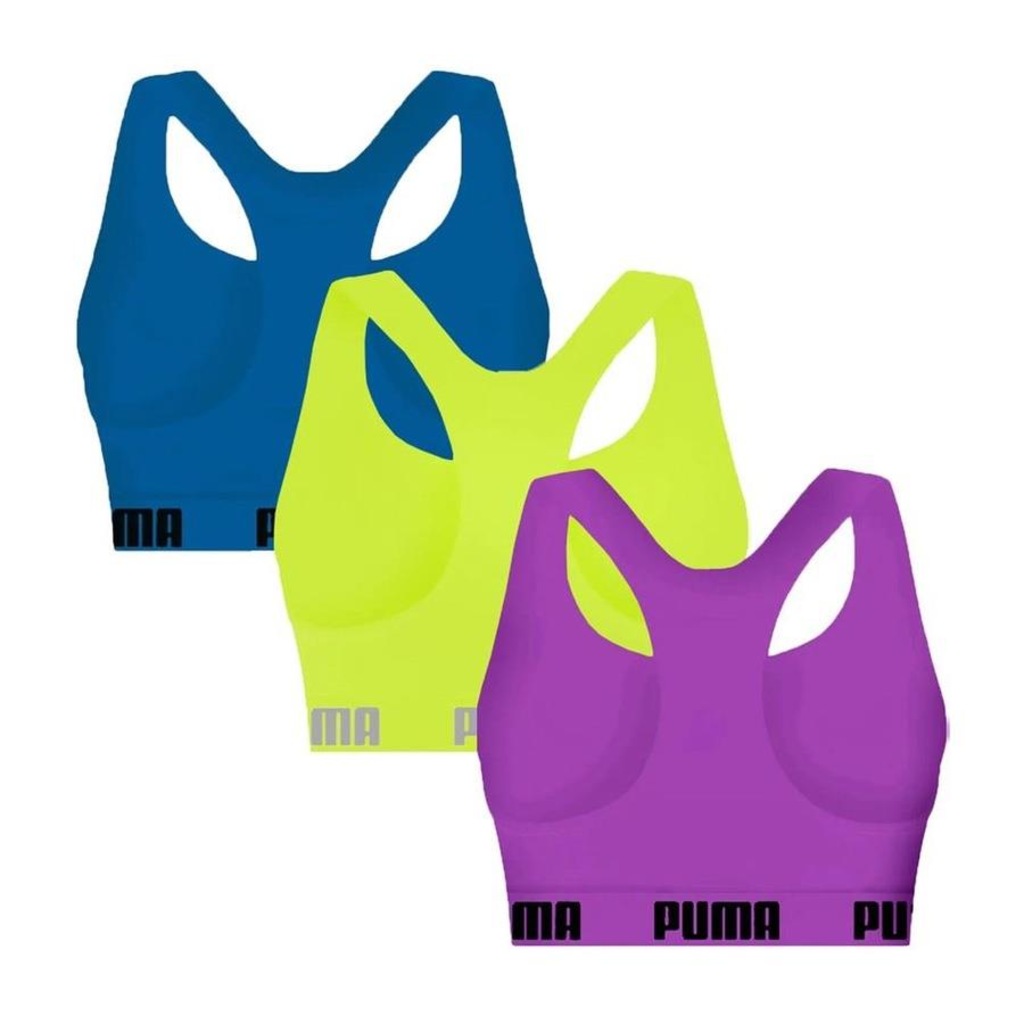 Imagem 2 do produto Kit Top Fitness Puma Nadador sem Costura - 3 Unidades - Feminino