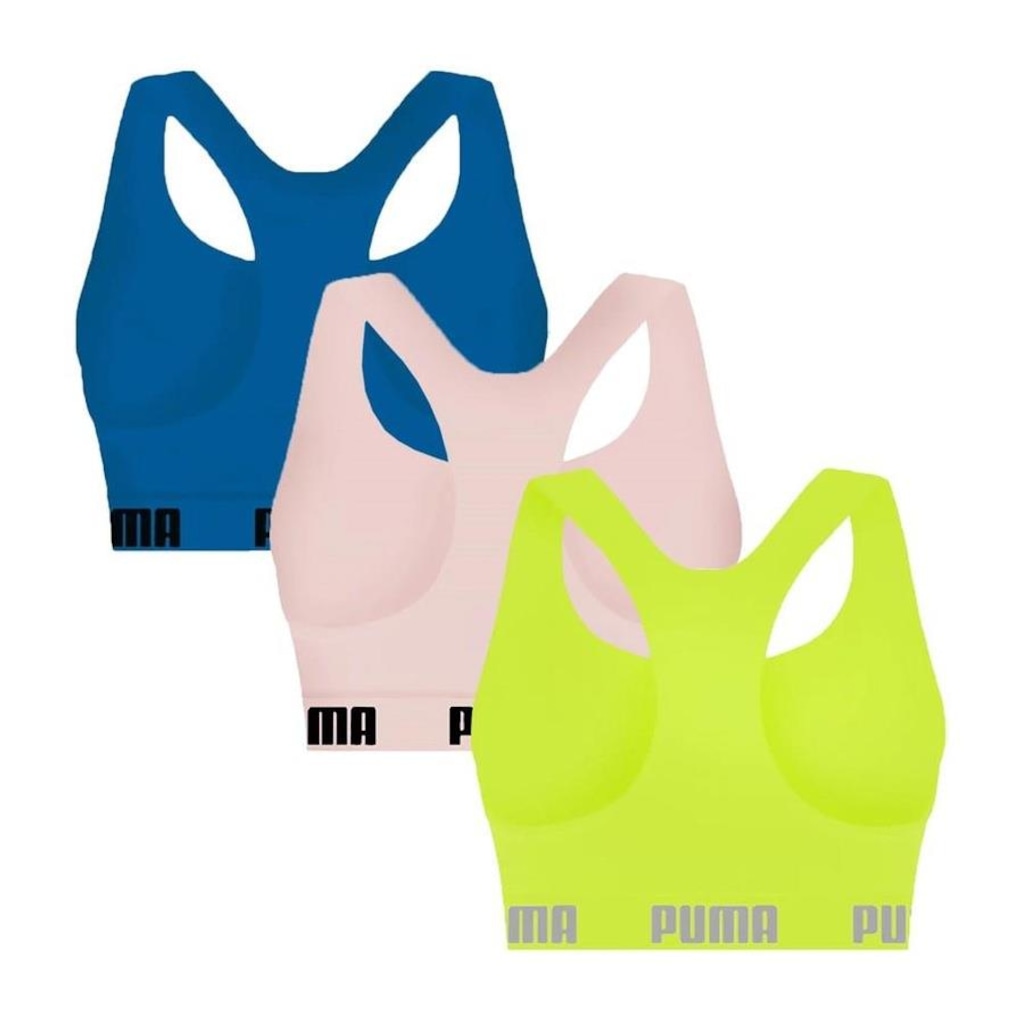 Imagem 2 do produto Kit Top Fitness Puma Nadador sem Costura - 3 Unidades - Feminino