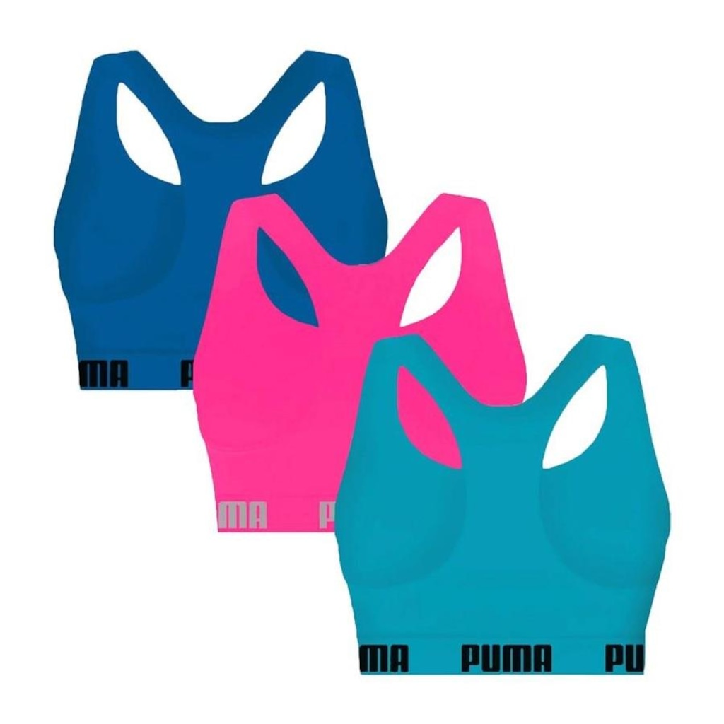 Imagem 2 do produto Kit Top Fitness Puma Nadador sem Costura - 3 Unidades - Feminino