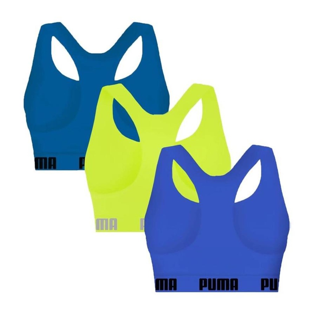 Imagem 2 do produto Kit Top Fitness Puma Nadador sem Costura - 3 Unidades - Feminino