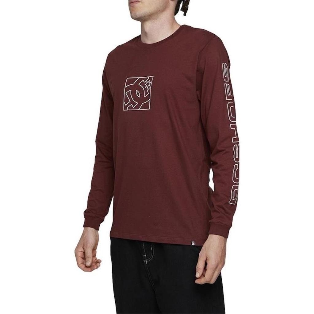 Imagem 3 do produto Camiseta Dc Shoes Manga Longa Static Outine Star Wt24 Bordô - Masculina