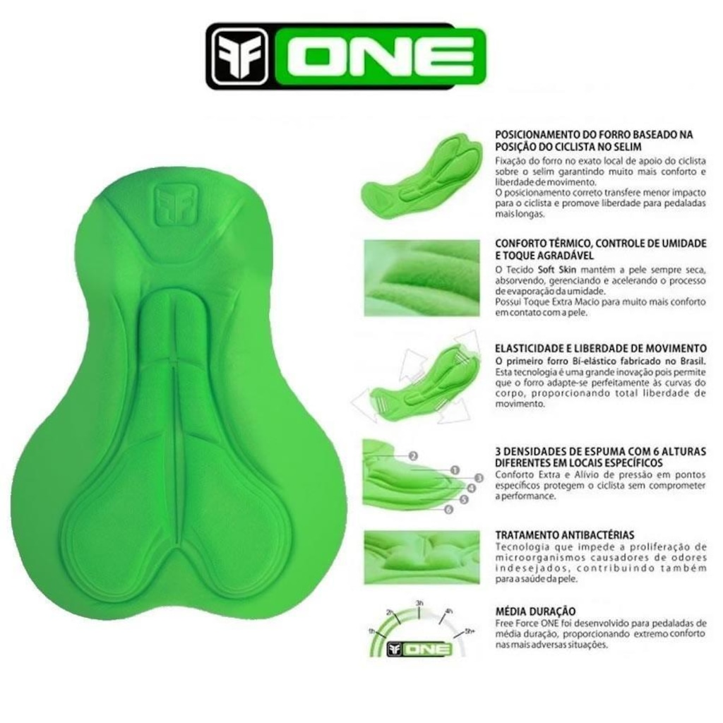 Imagem 5 do produto Bermuda Ciclismo Feminina Free Force Basic com 3 Bolsos