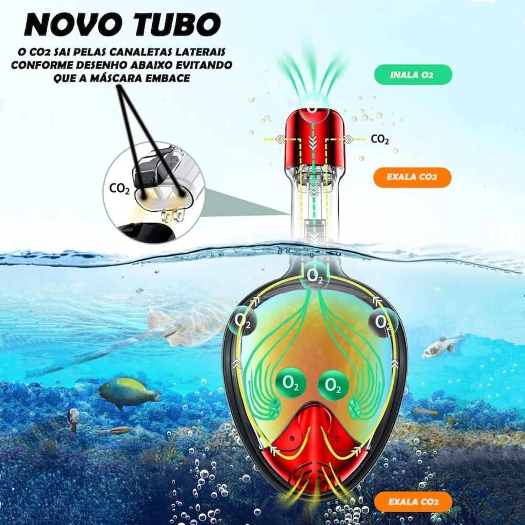 Imagem 4 do produto Mascara Subaquática de Mergulho Gold Sports Pro Polarizada Full Face com Snorkel
