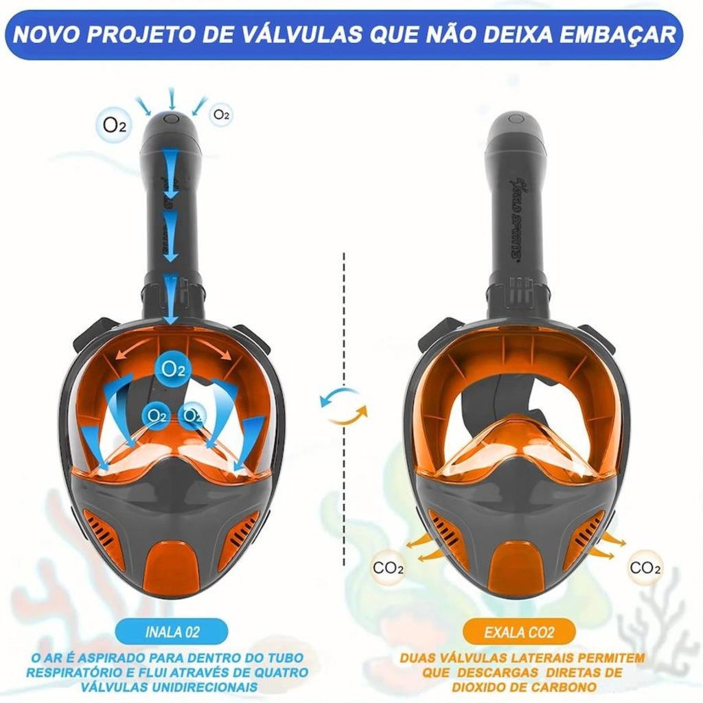 Imagem 5 do produto Mascara Subaquática de De Mergulho Gold Sports New Full Face com Snorkel
