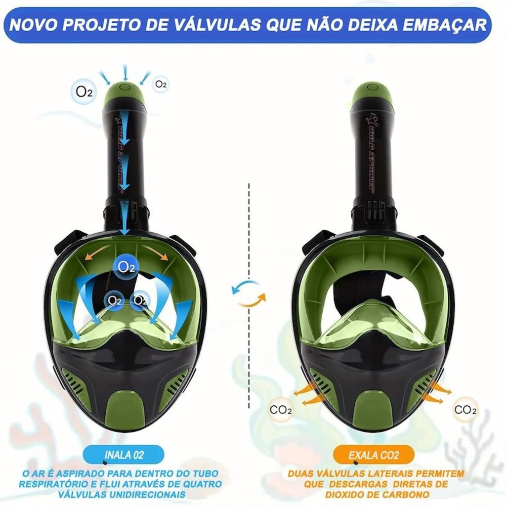Imagem 4 do produto Mascara Subaquática de De Mergulho Gold Sports New Full Face com Snorkel