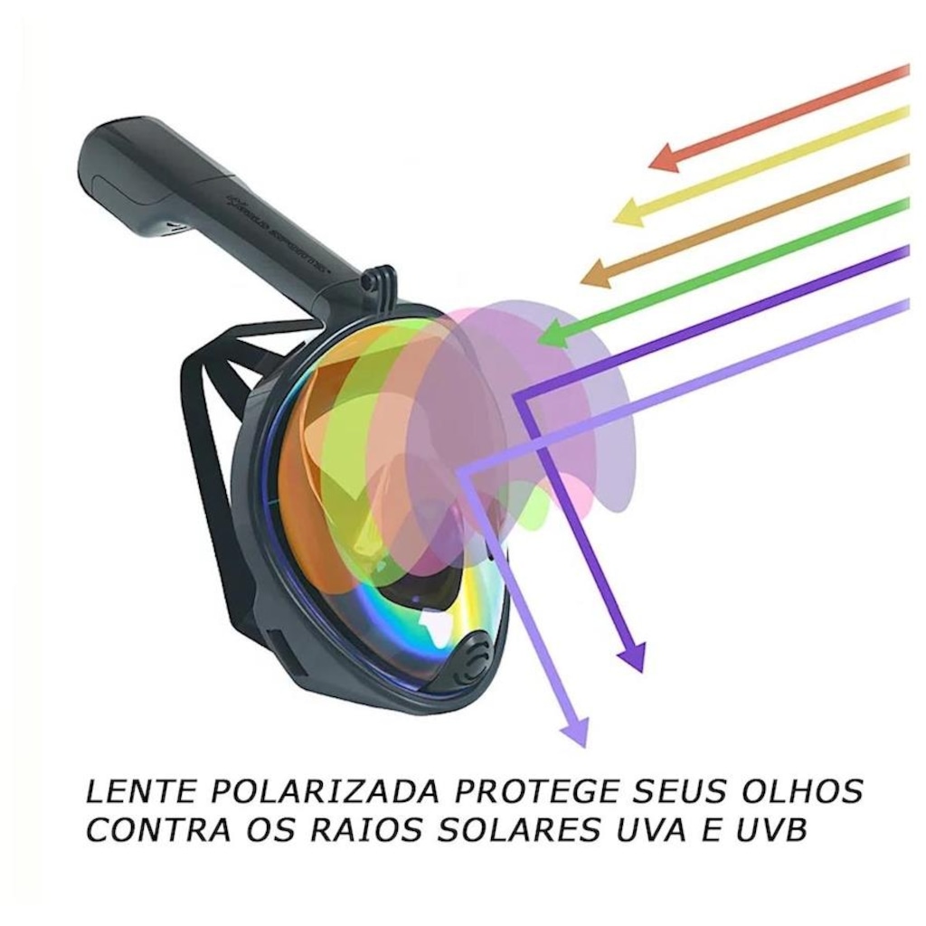 Imagem 5 do produto Mascara Subaquática de De Mergulho Gold Sports Pro Polarizada Full Face com Snorkel