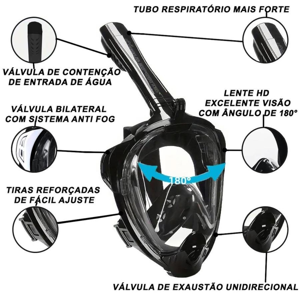 Imagem 4 do produto Mascara Subaquática de De Mergulho Gold Sports Sea Full Face com Snorkel