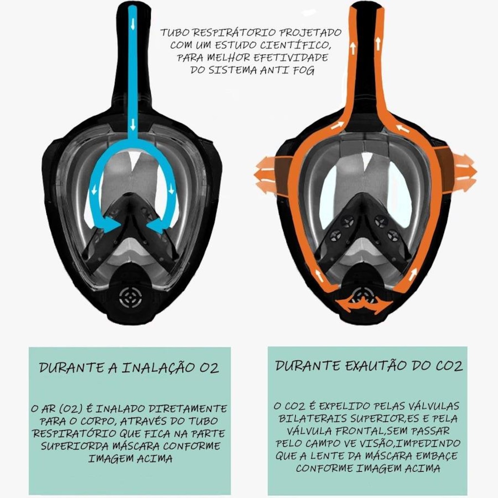 Imagem 5 do produto Mascara Subaquática de De Mergulho Gold Sports Sea Full Face com Snorkel