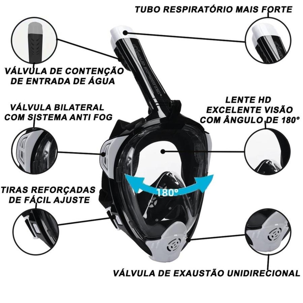 Imagem 4 do produto Mascara Subaquática de De Mergulho Gold Sports Sea Full Face com Snorkel