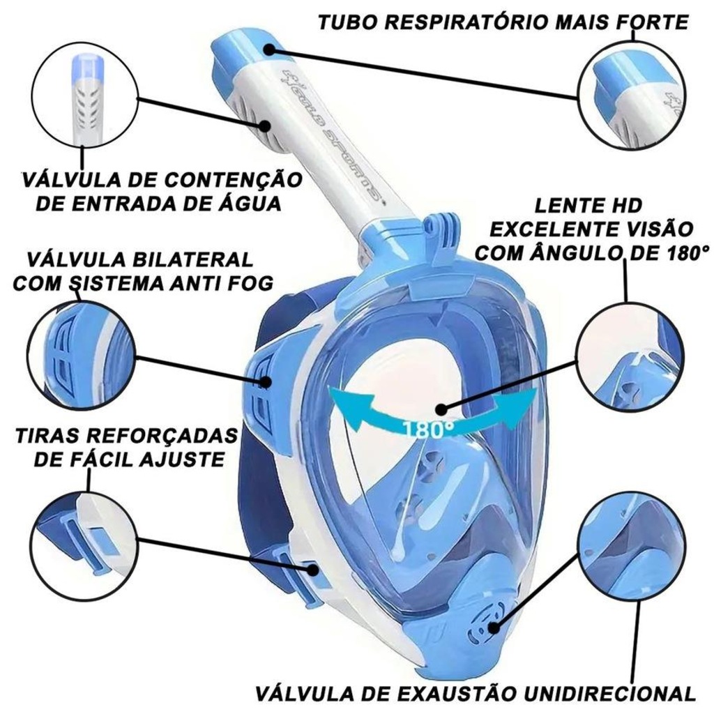 Imagem 4 do produto Mascara Subaquática de De Mergulho Gold Sports Sea Full Face com Snorkel