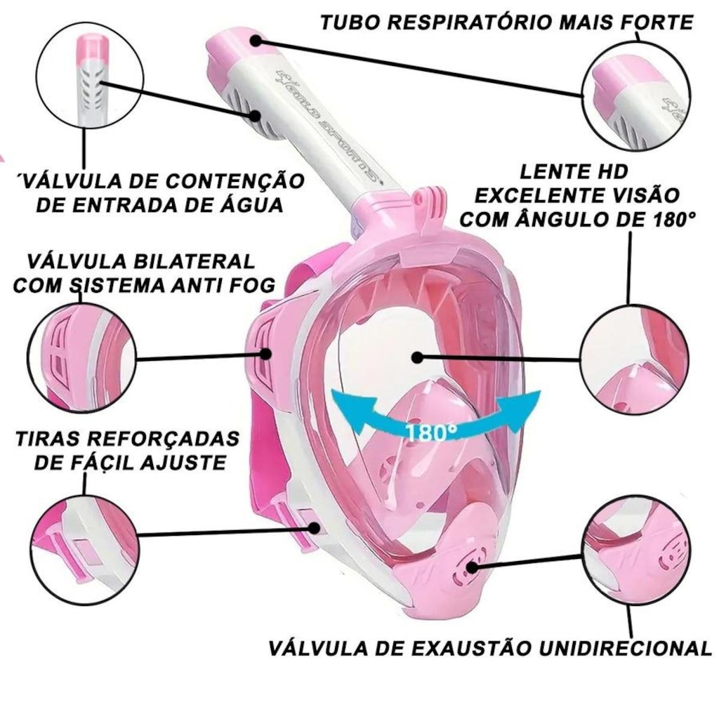 Imagem 4 do produto Mascara Subaquática de De Mergulho Gold Sports Sea Full Face com Snorkel
