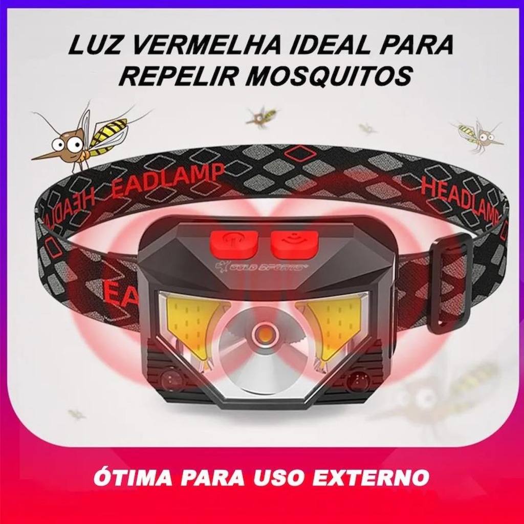 Imagem 2 do produto Lanterna de Cabeça Gold Sports Holofote Pro Recarregável 8 Model Bateria de Lítio a Prova de Água