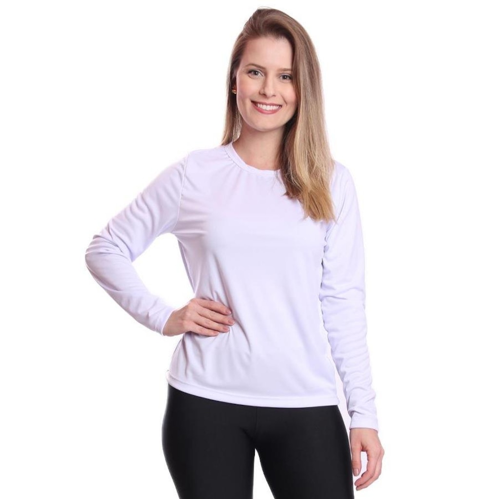 Imagem 2 do produto Camiseta Manga Longa Térmica Proteção Solar Uv Dry Fit Segunda Pele - 2 Unidades - Feminina