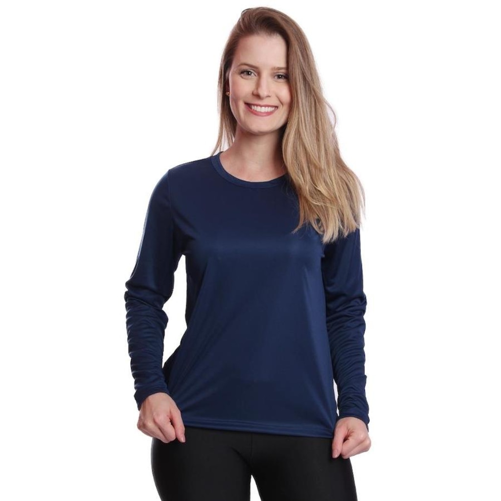 Imagem 4 do produto Camiseta Manga Longa Térmica Proteção Solar Uv Dry Fit Segunda Pele - 2 Unidades - Feminina