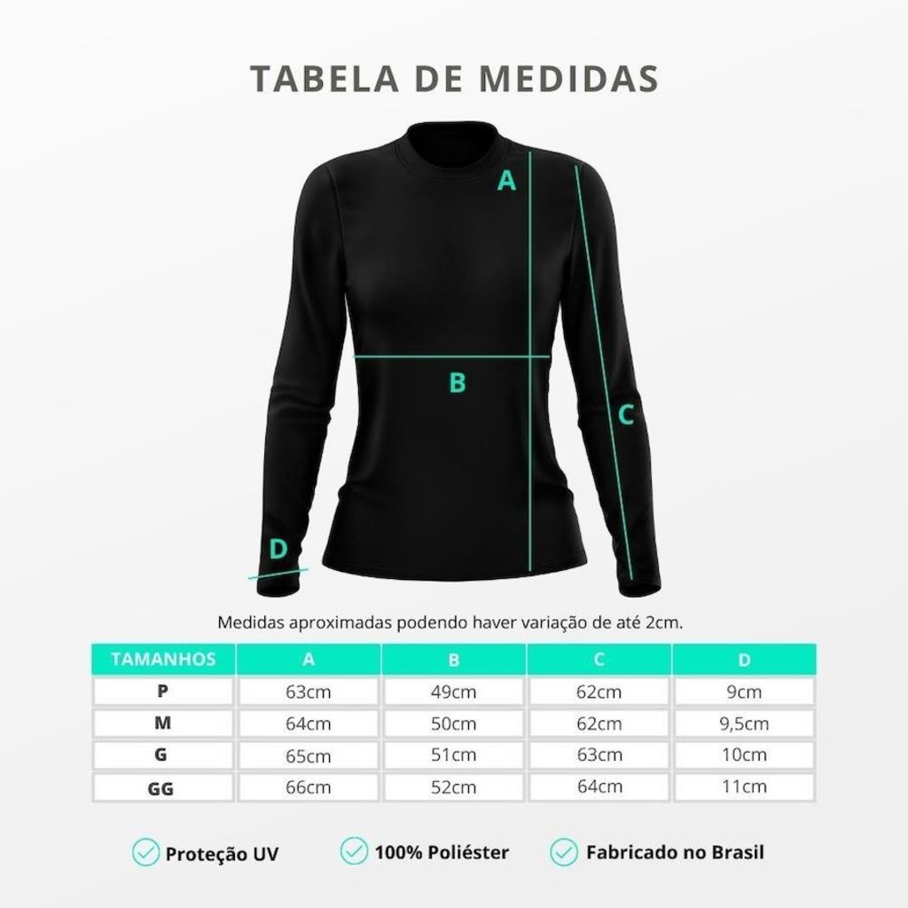 Imagem 4 do produto Kit 3 Camisetas Manga Longa Dellas Fit Proteção Térmica Solar Uv Dry Fit Segunda Pele - Feminina