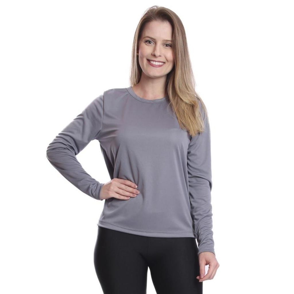 Imagem 2 do produto Kit 3 Camisetas Manga Longa Dellas Fit Proteção Térmica Solar Uv Dry Fit Segunda Pele - Feminina