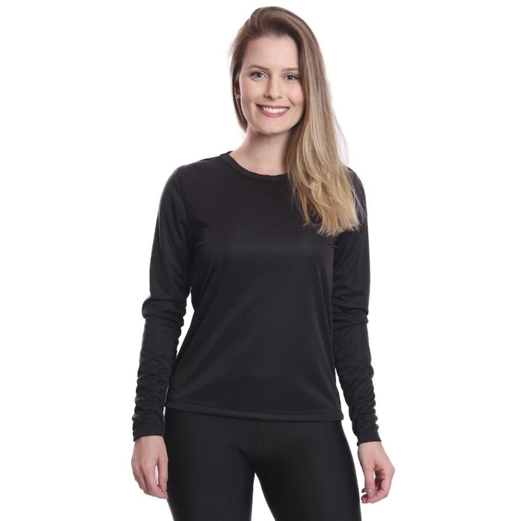 Imagem 4 do produto Kit 3 Camisetas Manga Longa Dellas Fit Proteção Térmica Solar Uv Dry Fit Segunda Pele - Feminina