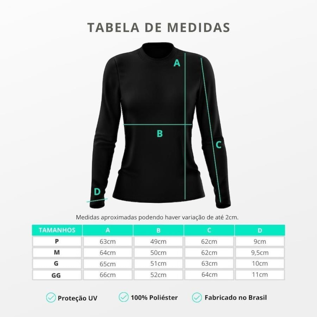 Imagem 4 do produto Kit 3 Camisetas Manga Longa Dellas Fit Proteção Térmica Solar Uv Dry Fit Segunda Pele - Feminina