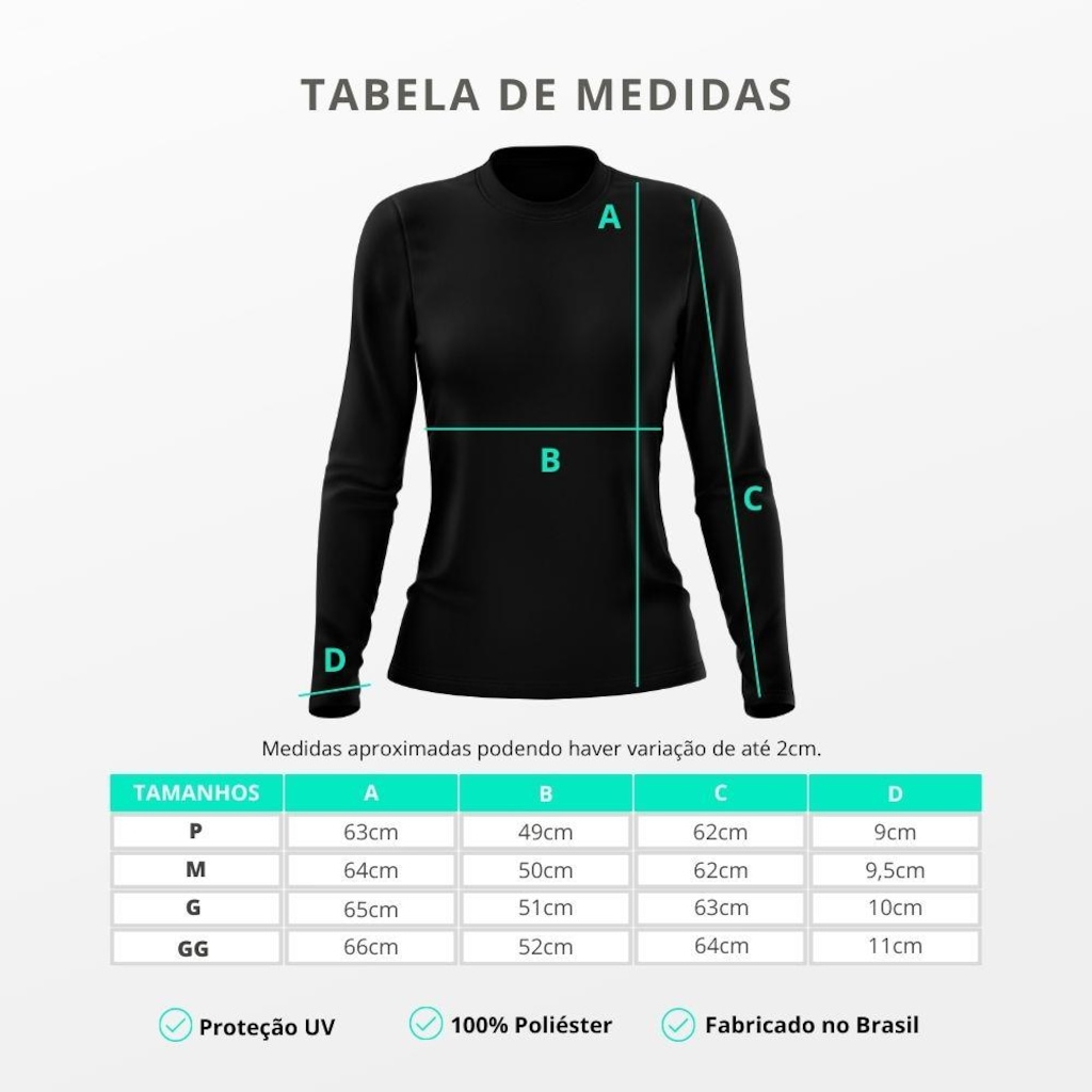 Imagem 4 do produto Camiseta Manga Longa Dellas Fit Térmica Proteção Solar Uv Dry Fit - 4 Unidades - Feminina