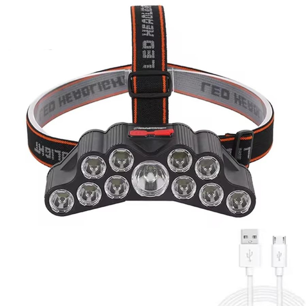 Imagem 3 do produto Lanterna Cabeça Gold Sports Holofote 11 Led Recarregável 4 Model Bateria de Lítio a Prova Água