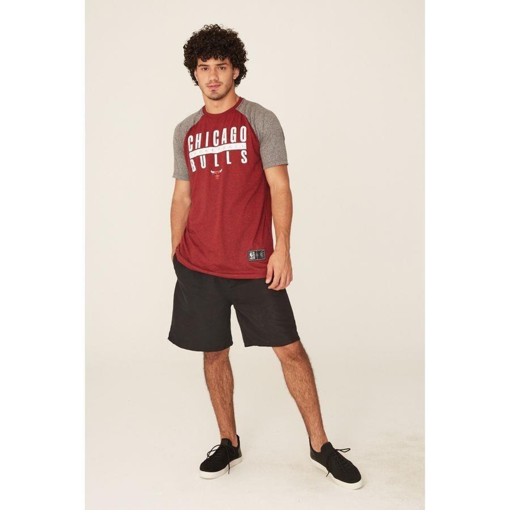 Imagem 4 do produto Camiseta NBA Raglan Estampada Chicago Bulls Casual - Masculina