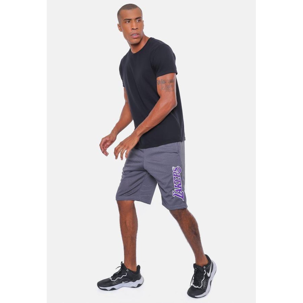 Imagem 3 do produto Bermuda Nba Sintética Mesh Los Angeles Lakers Niquel - Nba - Masculino