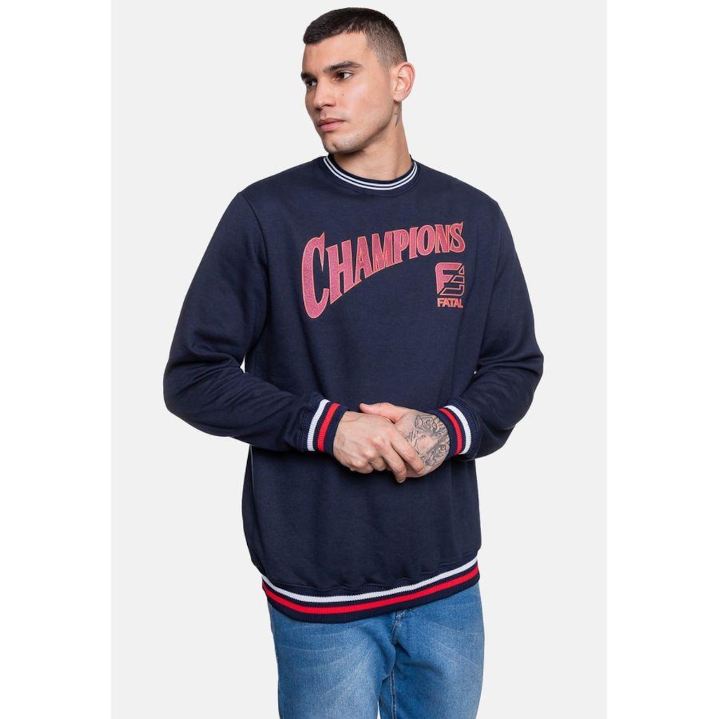 Imagem 4 do produto Blusão de Moletom sem Capuz Fatal Masculino Champions Marinho - Fatal - Masculino