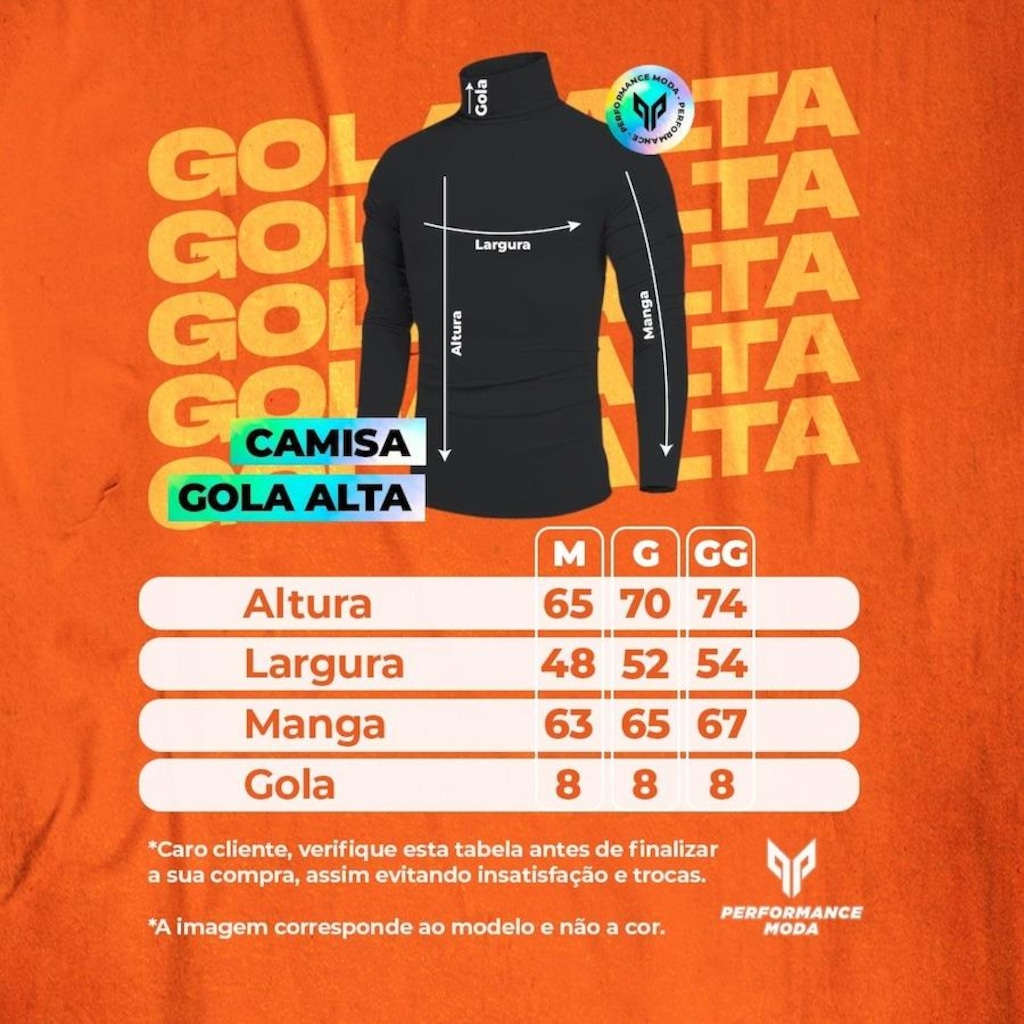 Imagem 4 do produto Camisa Térmica Performance Wear Gola Alta Proteção Uv - Masculina