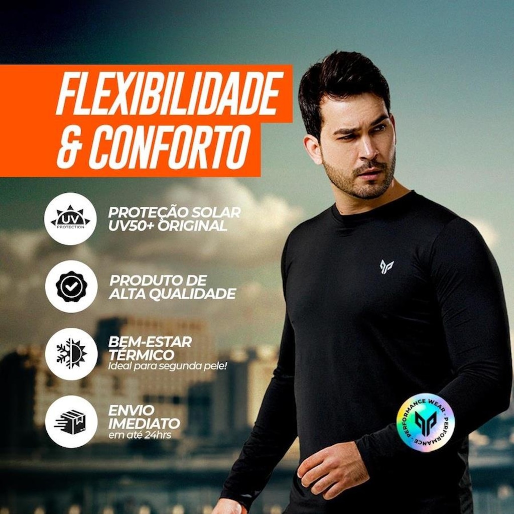 Imagem 4 do produto Camiseta Manga Longa Performance Wear Uv 50+ Proteção Solar - Masculina
