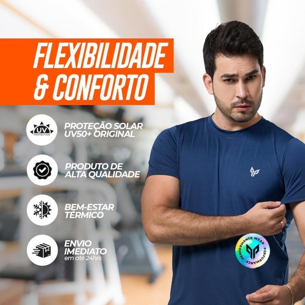 Imagem 3 do produto Kit 2x Camisa Térmica Uv Academia Manga Curta Performance Wear - Masculina