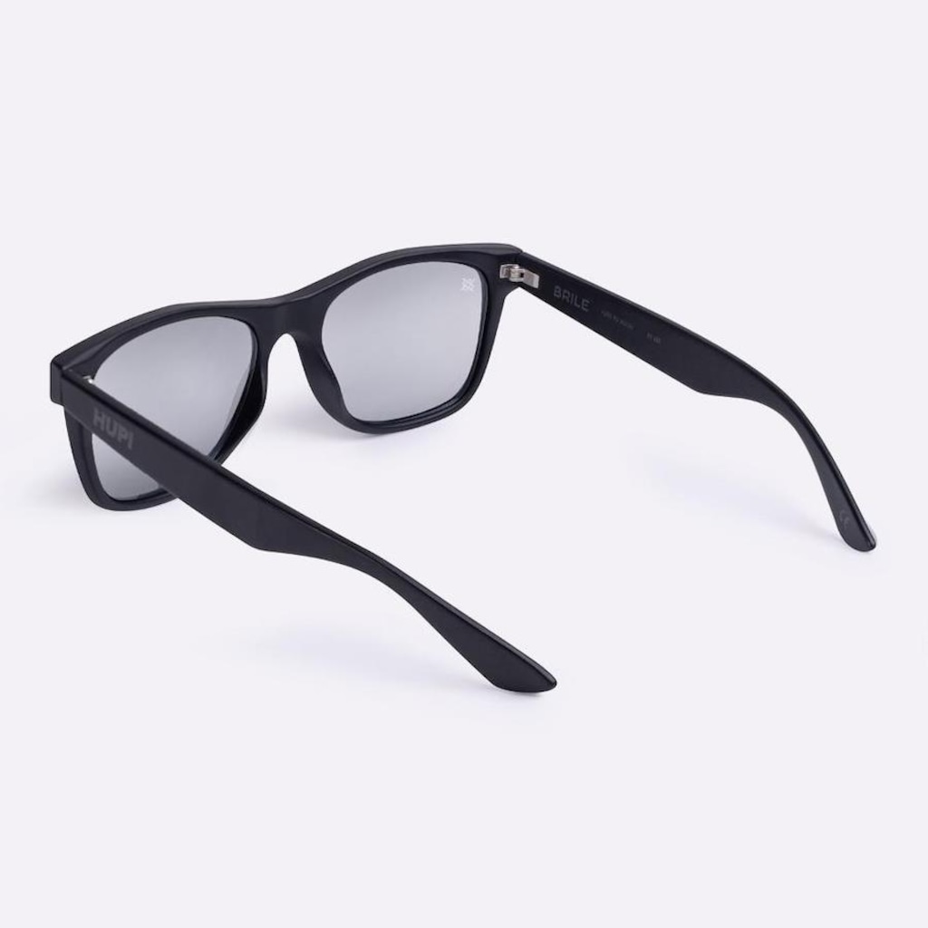 Imagem 3 do produto Óculos de Sol Unissex Hupi Brile Preto Fosco Lente Prata