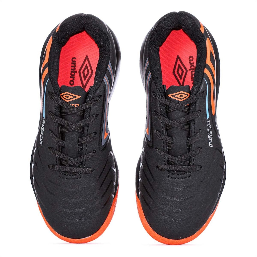Imagem 5 do produto Chuteira Umbro Futsal Pro 5 Jr Preta Laranja e Azul - Infantil