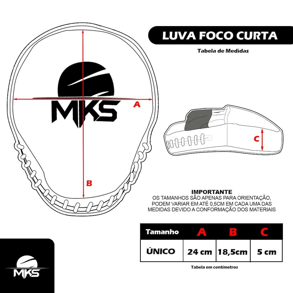 Imagem 2 do produto Luva de Foco Manopla Mks Combat Curta (Par)