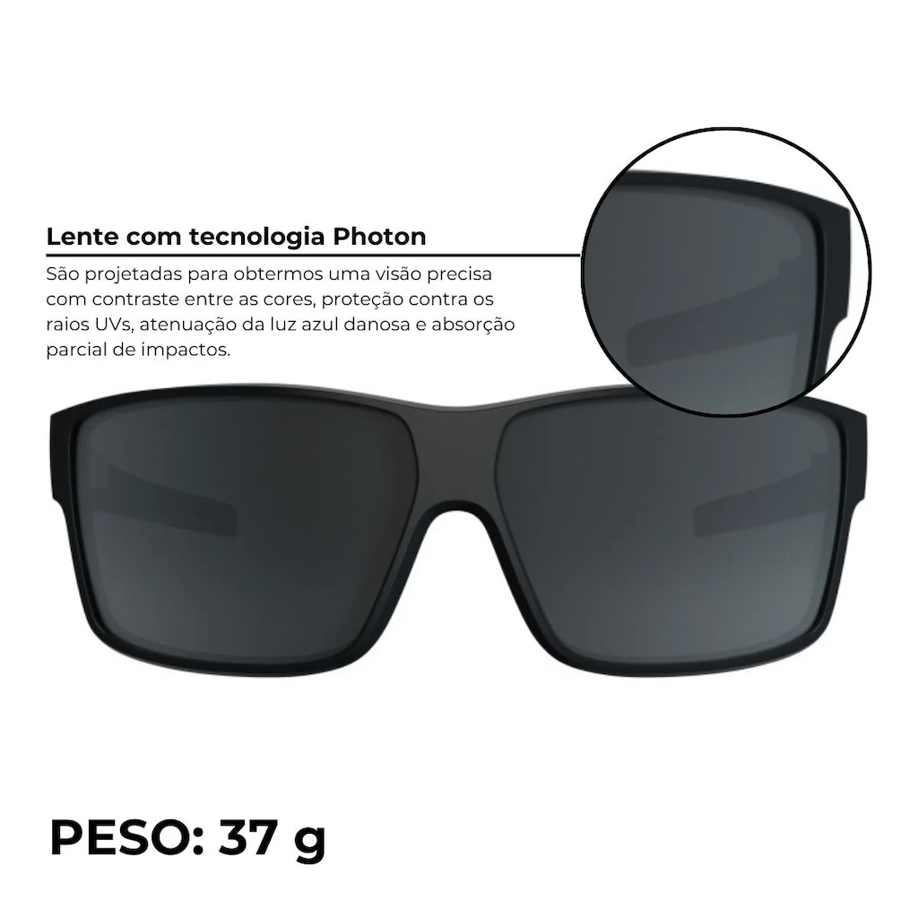 Imagem 2 do produto Óculos de Sol Unissex Hb Big Vert Matte Black