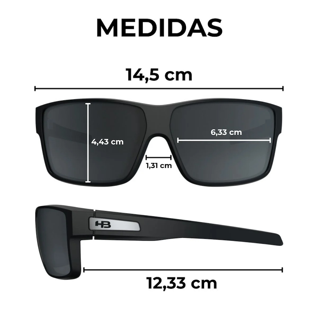 Imagem 4 do produto Óculos de Sol Unissex Hb Big Vert Matte Black